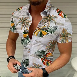 2024 best-selling men's floral print men's casual fashion printed shirt single breasted cardigan short sleeved shirt