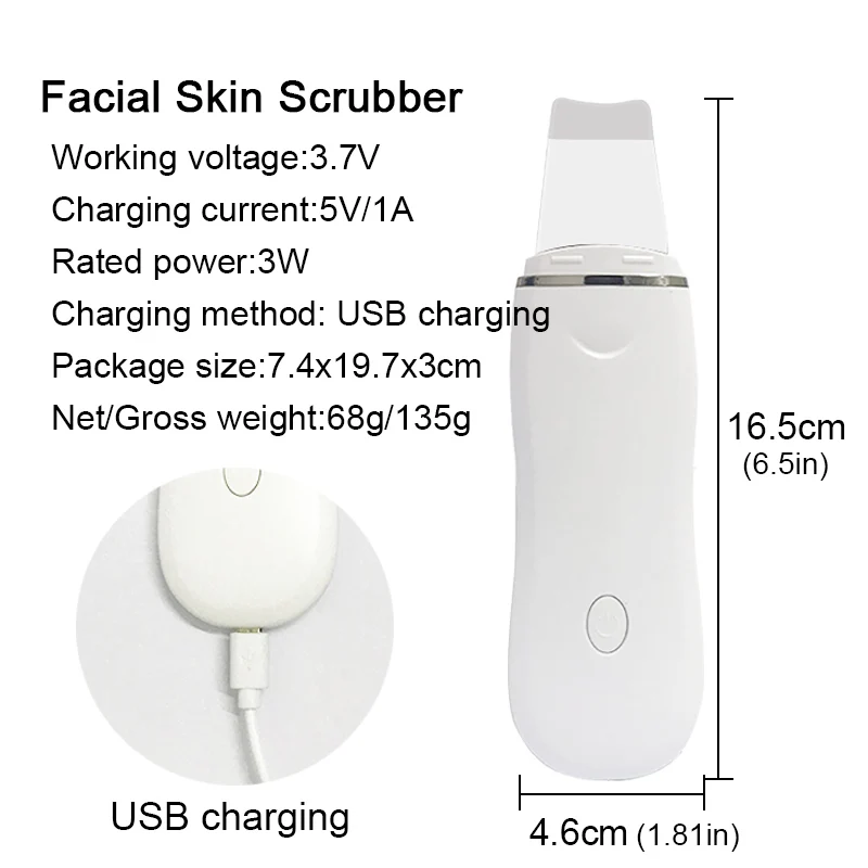 Face Scrubber Exfoliating Peeling Acne Blackhead Remover Ultrasonic Skin Scrubber Facial Deep Cleaning limpiador facial Skincare