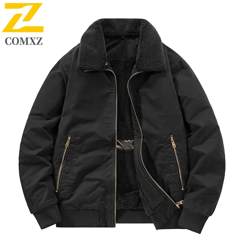 الرجال معطف القطن 2025 البند القطن الخالص الصوف سميكة مكافحة الباردة الدافئة طوق معطف في الهواء الطلق ملابس الشتاء غير رسمية سستة سترة قطن #1