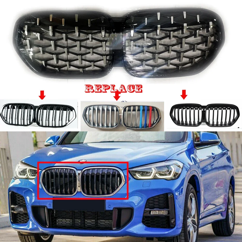 

Siamesed Fit 19-22 BMW X1 F48 LCI SAV Модифицированная модернизированная алмазная решетка Решетка Передняя полоса почек