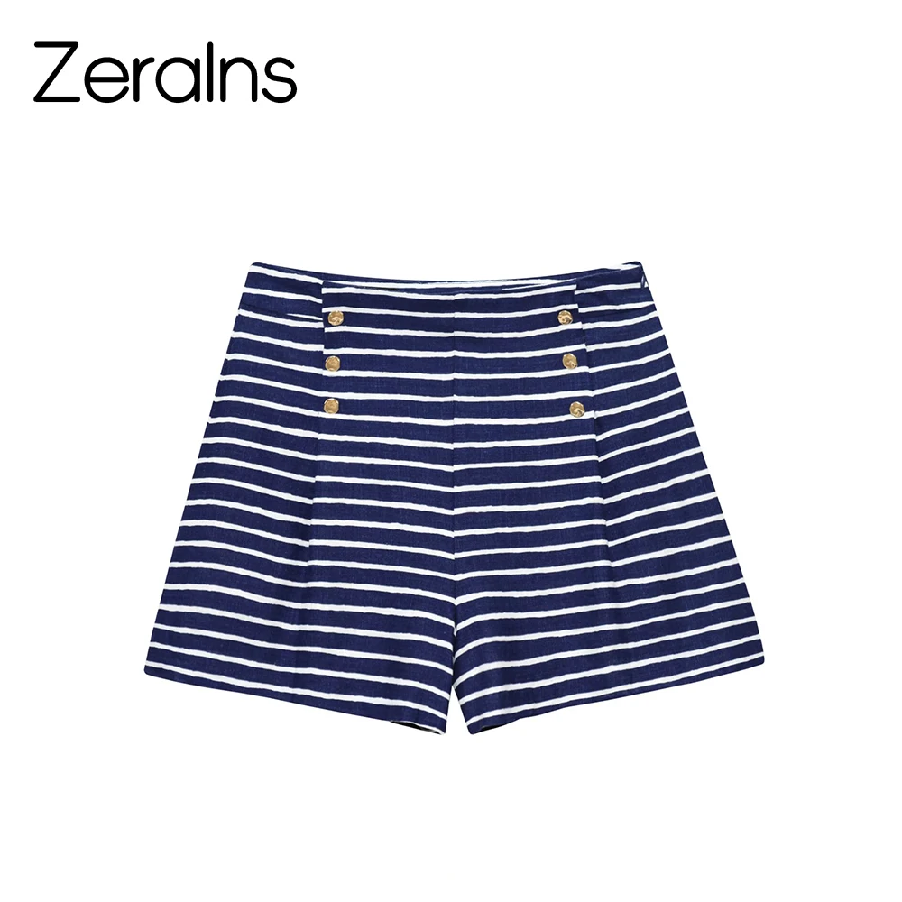 ZERAINS été femmes lin mélange rayé col en v chemise à manches courtes confortable et simple rayé décontracté ensemble short et haut