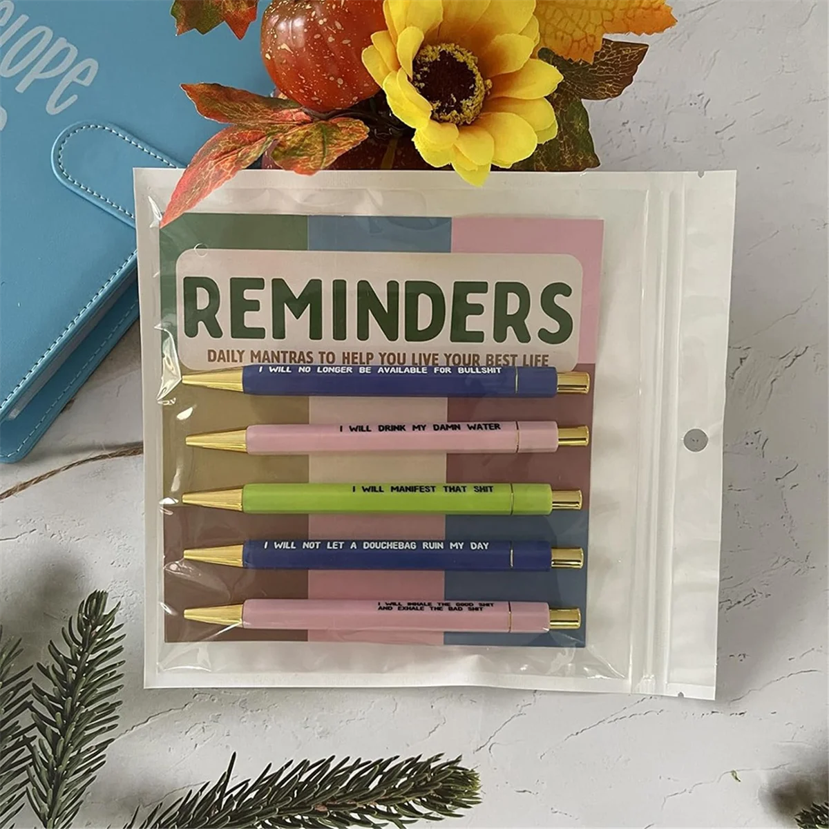 ADP-Reminder Daily Mantra Pens, MAMA Pens, Funny Weekly Pens,Fine Point Smooth Writing Pens 2Set