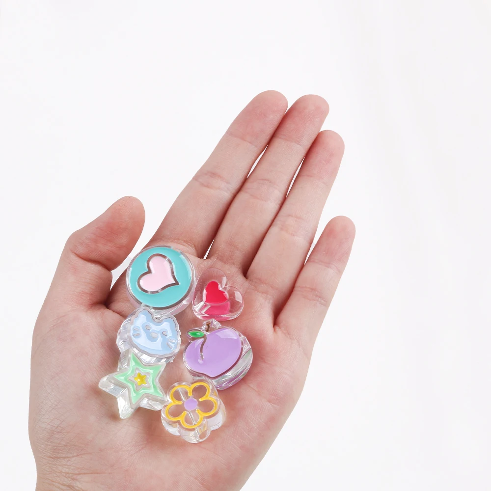 Cuentas acrílicas de alta calidad, cuentas espaciadoras sueltas con forma de corazón de caramelo de gato para hacer joyas, pulsera, collar con dije, llavero DIY