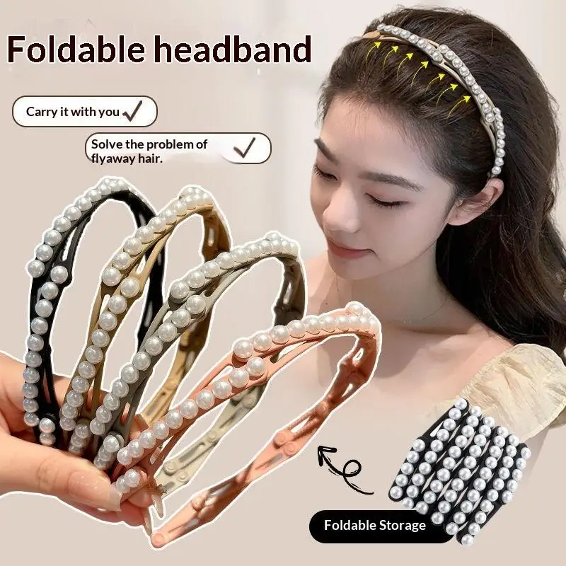 Convenient Foldable Solid Plastic Hairband For Women Girls Travel Stretchable Headband Hair Head Band Novelty Hair Accessories