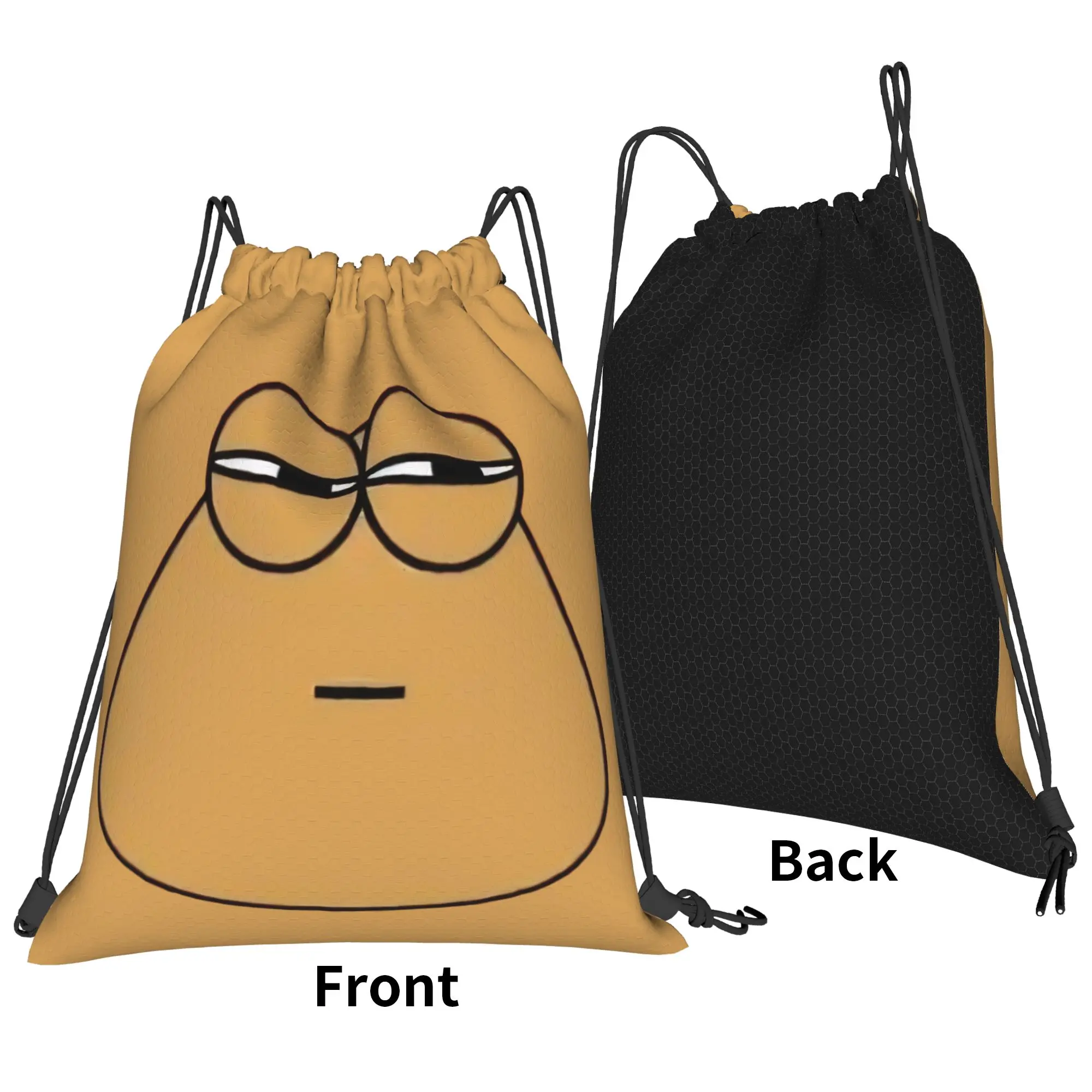 Sly Baby Pou Romantic Brown Alien Mobile Pet Drawstring Backpack Sports Gym Bag String Sackpack for Hiking 36cm (W) x 43cm (H)