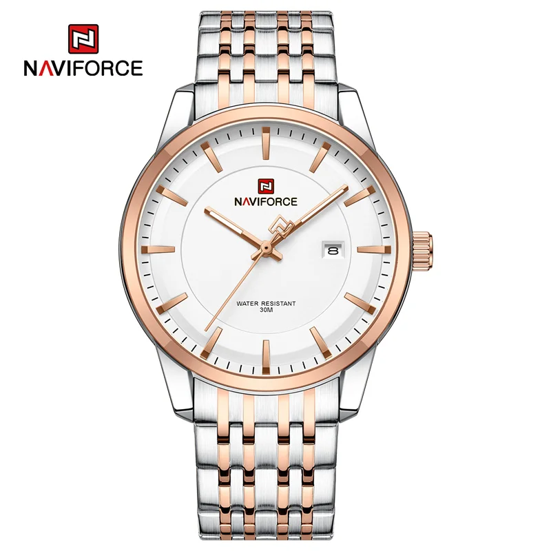 

NAVIFORCE Men's Watch Stainless Steel Waterproof Couple Date Quartz Wristwatches Luxury Luminous Lover's Clock Relogio Masculino