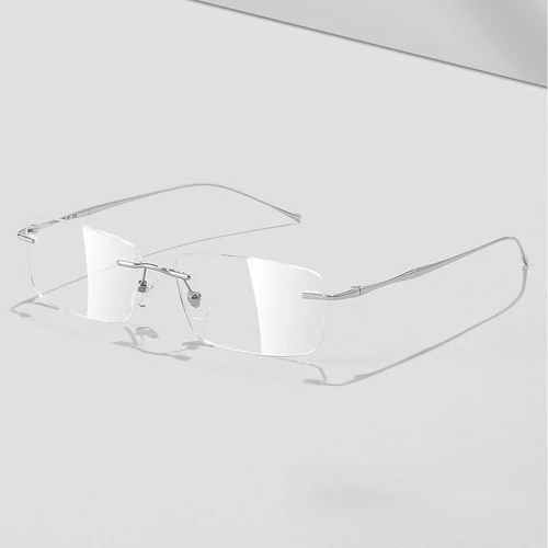 Imagen 2 del producto Gafas cuadradas sin marco de titanio puro ultraligeras con luz azul, gafas graduadas personalizadas para miopía, gafas de lectura
