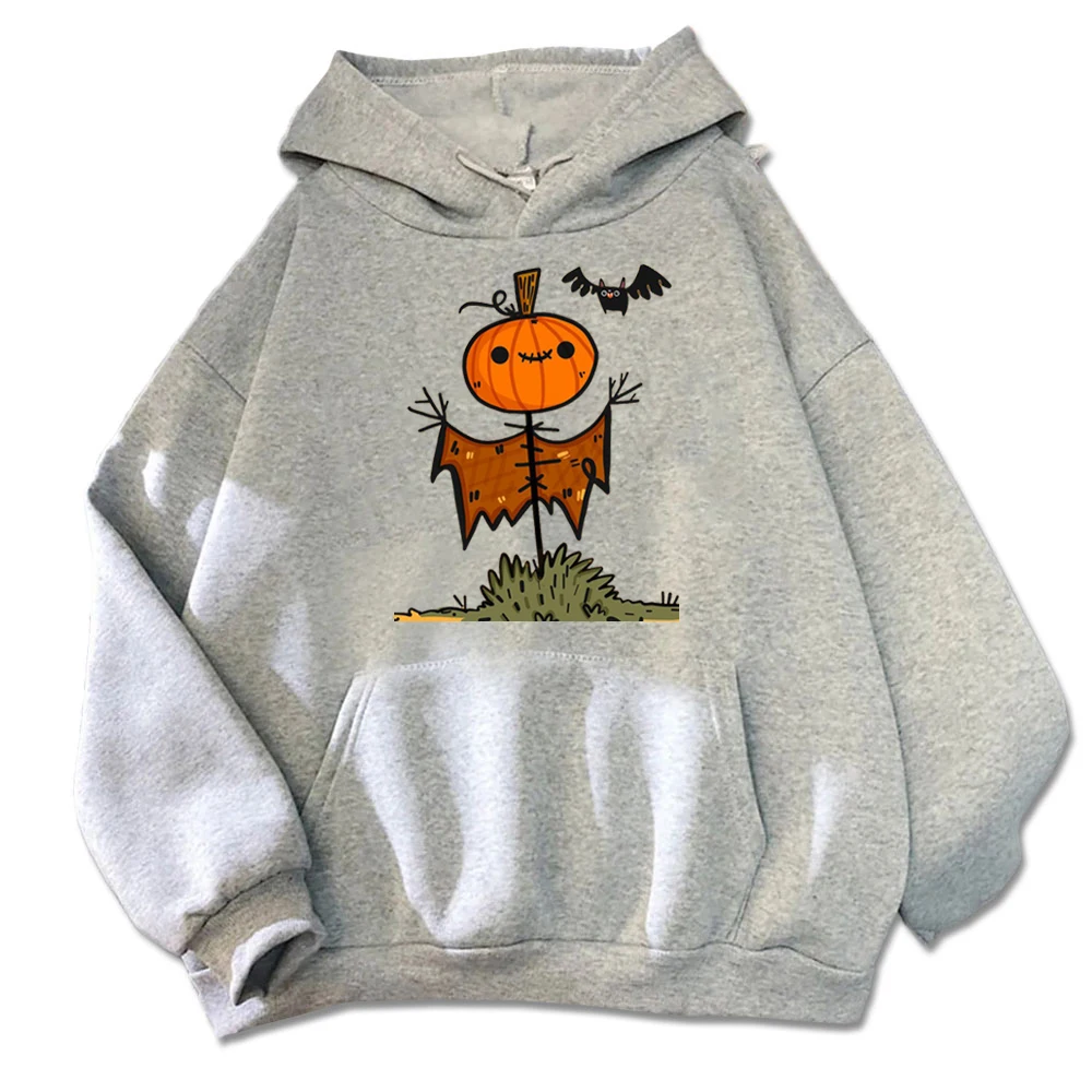 Spooky Halloween Hoodie - Orange Pumpkin & Black Bat Design Sweatshirt Unisex Autumn Streetwear Tops Women Men Clothing