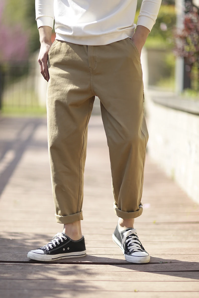 

Новые мужские свободные брюки прямого кроя с эластичным поясом, повседневные рабочие брюки, универсальные длинные брюки для молодежи, не требующие глажки