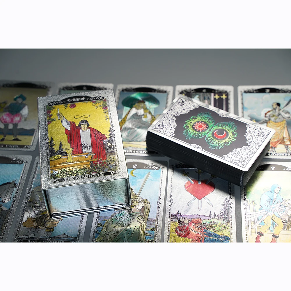 Original Tarot Cards With Guidebook For Beginners Waterproof Pvc Holographic 78 Classic Tarot Deck Set Fortune Telling Game For