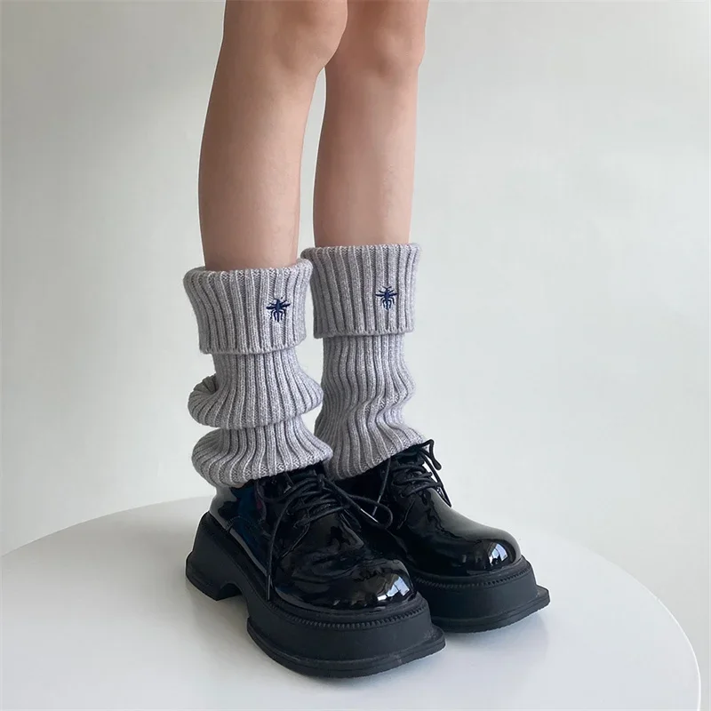 2024 New Fashion Women Knitted Ribbed Knee Socks Fashion Fold-over Leg Warmers Leg Sleeves for Themed Party Streetwear