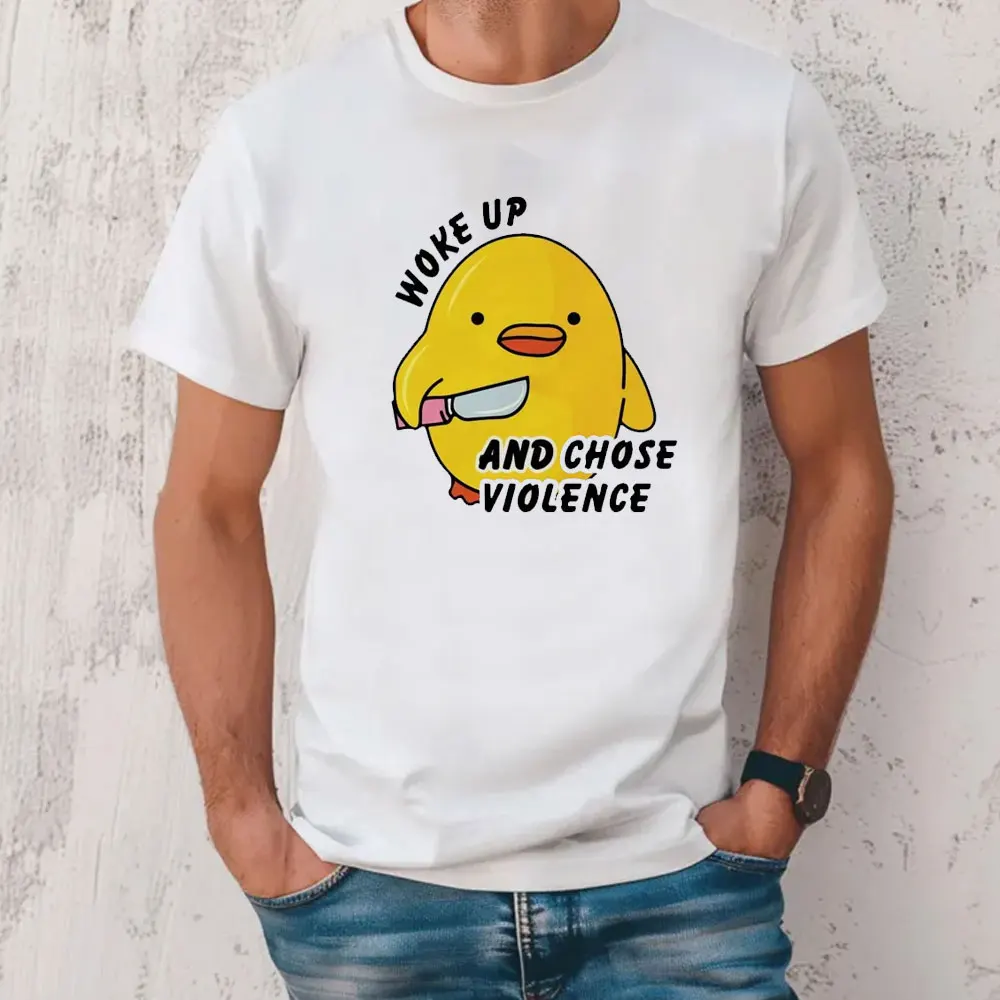 

Funny Duck Print T Shirt Peace Was Never An Option T Shirts Women Japanese Comic Manga T-shirt Girl 2yk Clothes Cotton Tee Tops