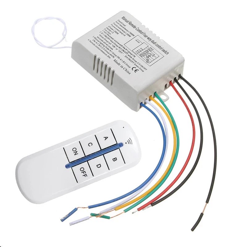 AC 220V 30M 4 Ways Digital RF Lamp Remote Control Switch ON/OFF Wireless Remote Control Switch Kit For Bedroom Light Lamp