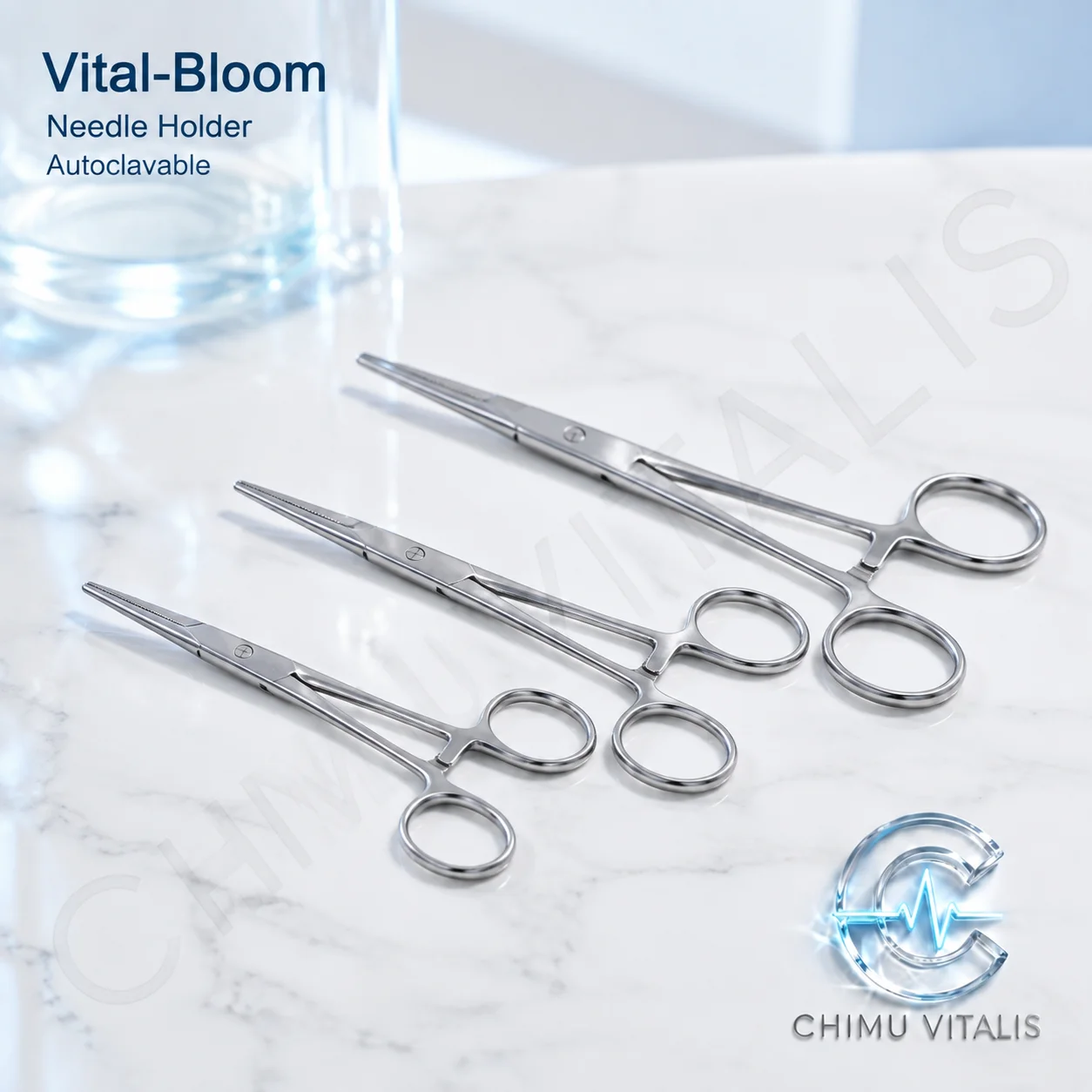 【CHIMU VITALIS】Stainless Steel Instrument Holder with Scissors, Reusable Set