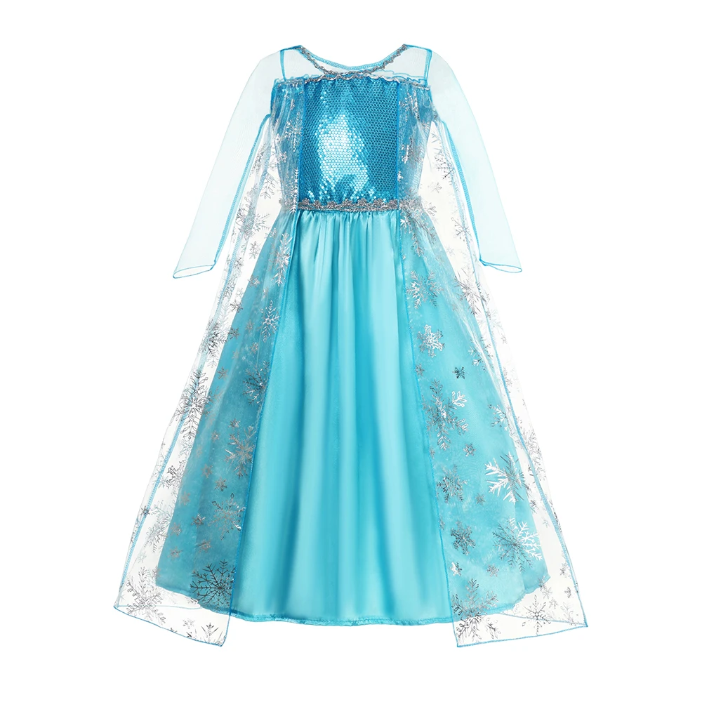 فستان الأميرة إلسا سنو كوين فروزن للفتيات في الهالوين خرافة خيالية للرياح كرنفال فساتين حفلات أعياد الميلاد للأطفال