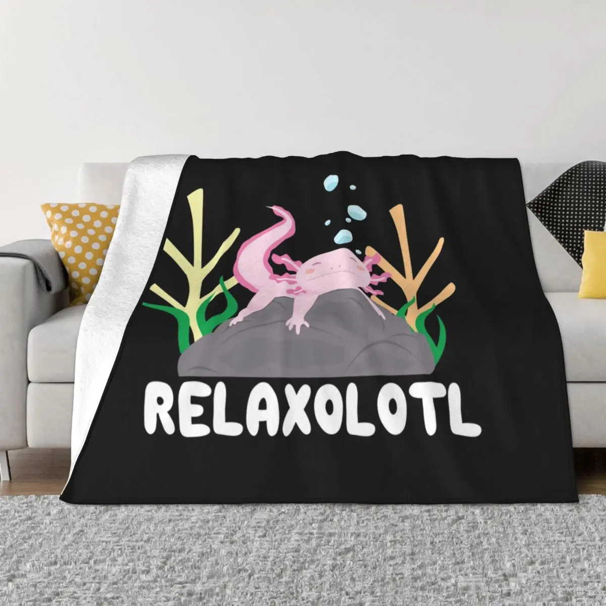 

Relaxolotl Relaxing Axolotl Fuzzy Blankets Funny Fish Funny Throw Blankets for Home Hotel Sofa Bedspreads