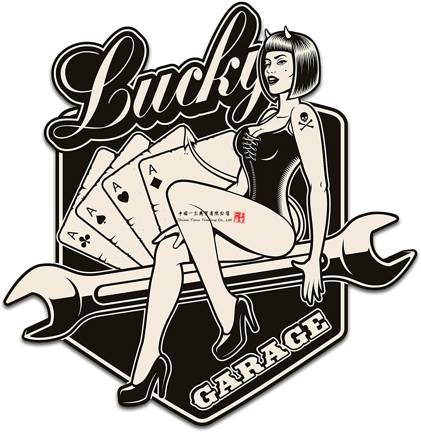 

Finest-folia Retro Vintage Sticker Old School Ace Cult Rockabilly Lucky Garage