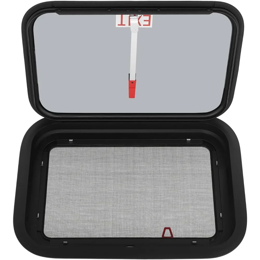 نافذة خروج RV زجاجية مع حواف وشاشة، 22 × 15، لاستبدال الطوارئ لمقطورة الشاحنة والبضائع