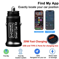 Smart car kit USB Car Charger Adapter Cigarette Lighter Tape C Smart Phone Fast Charging work for Apple Find My App