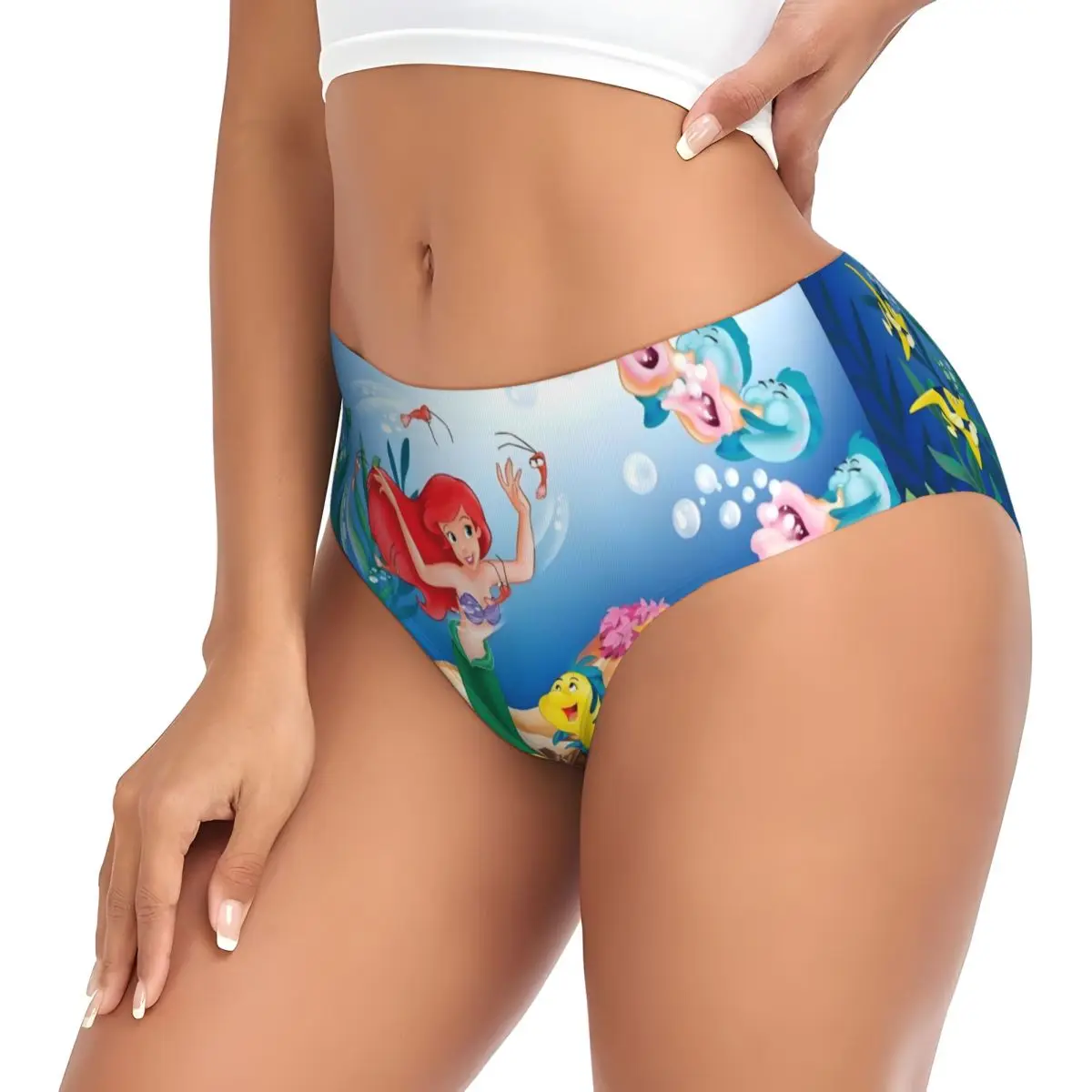 ملابس داخلية مخصصة لفيلم حورية البحر المانغا الصغيرة ملابس داخلية نسائية مريحة قابلة للتمدد من أرييل على شكل سمكة