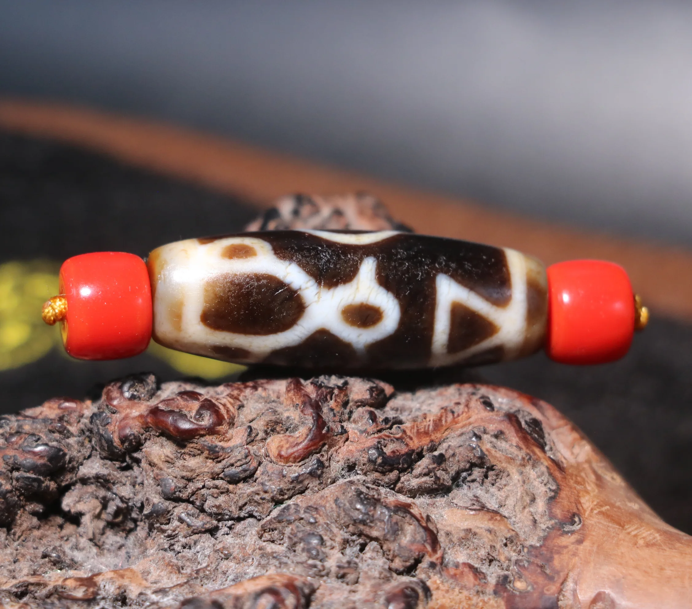 A Treasure Magic Energy Tibetan old Agate Happy Buddha Symbol dZi Bead Totem Fit For Making Bracelet Lkbrother UPD221211A12