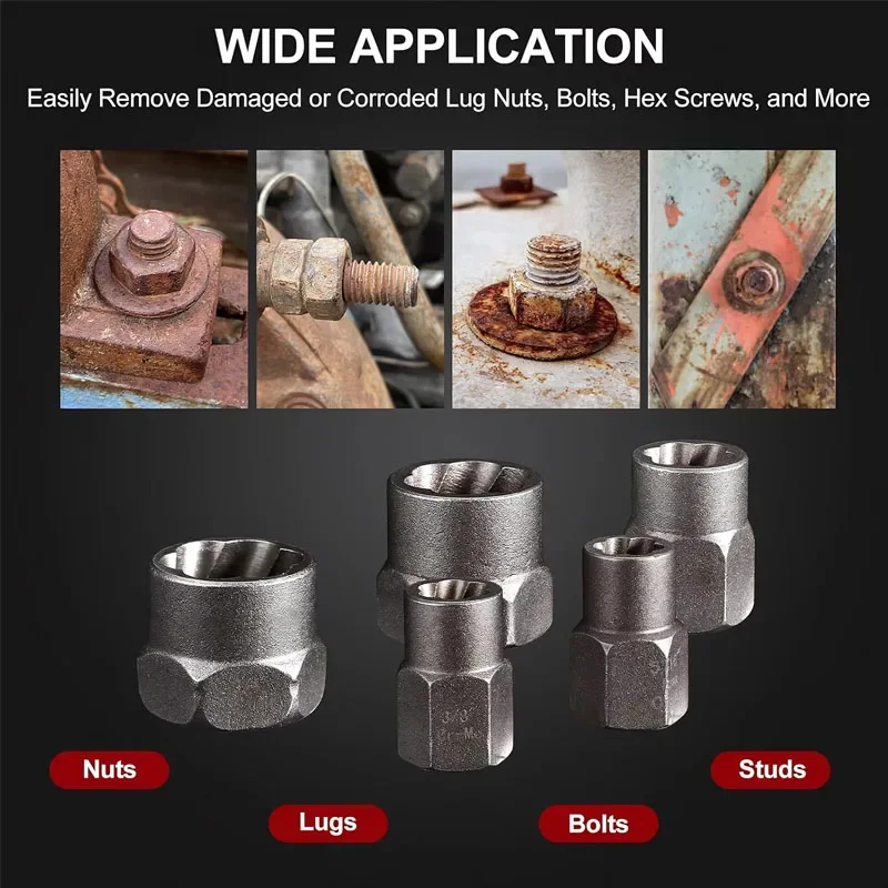 14Pcs Bolt Nut Extractor Kit Damaged Lug Nut Remover Set with Hex Adapter for Stripped Screw Extractor Socket Tool t50 에어임팩