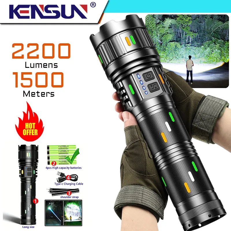 

Ультраяркий фонарь с мощным светом, дальним радиусом действия, зарядкой Type-C, функцией Power Bank и зумом, светодиодный.