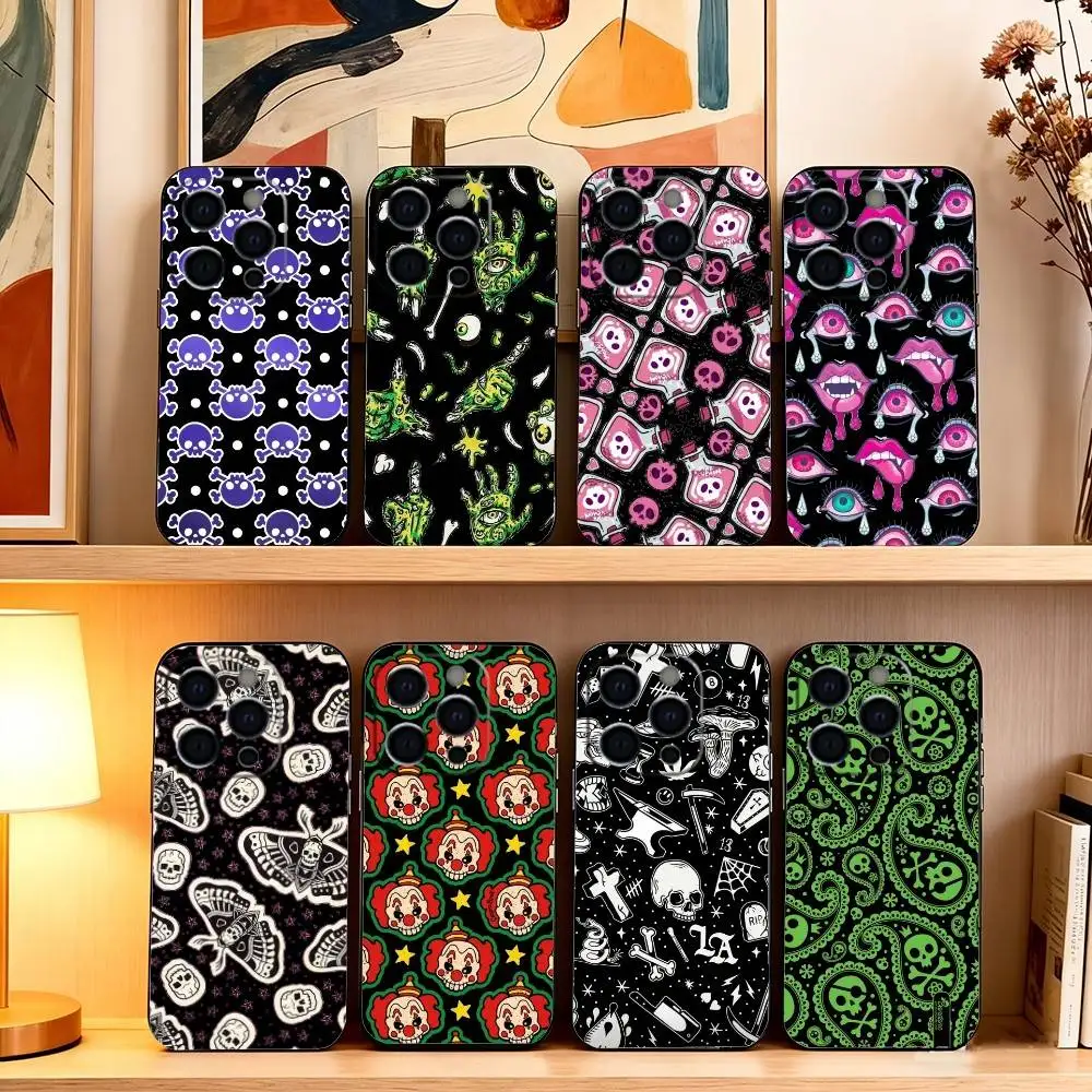 

F-Fashionable Trendy patchwork prints Phone Case For iPhone 17, 16,15,14,13,12,11 Plus,Pro Max, Others Soft Black Cover