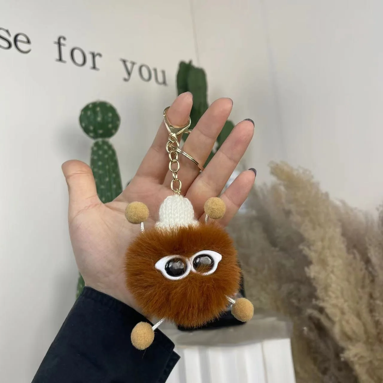 1PC Adorable Miniature Coal Ball Bag Pendant, Soft Fluffy Cute Decorative Pendant, Fashion Plush Kawaii Bags Accessory