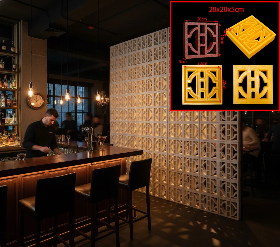 

Антикварная силиконовая форма для цементного кирпича с цветочным узором, 20*20*5 см, для садового декора, для бетонного полого кирпича, популярная в интернете