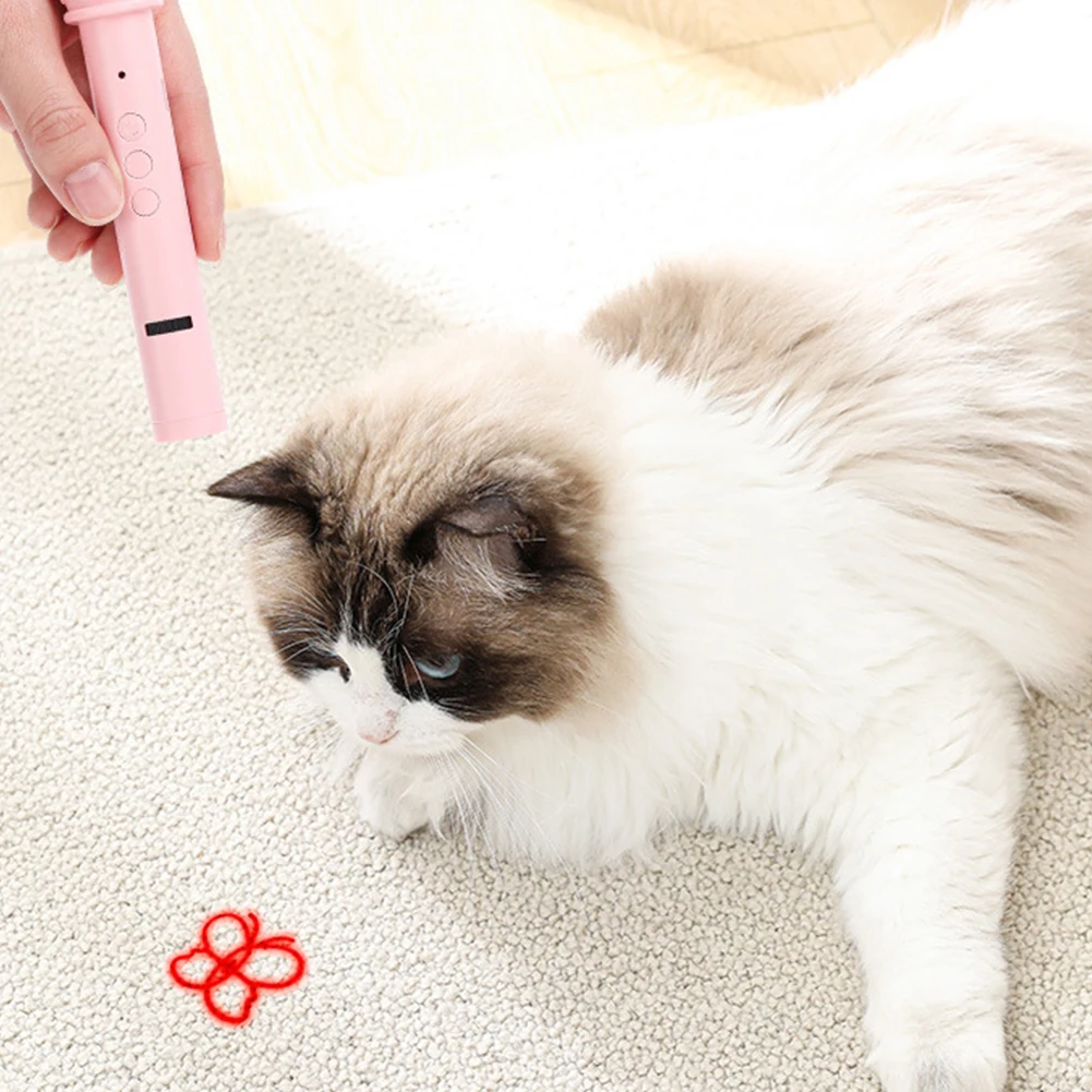 Cat Toys Interactive Rechargeable Pointer With Rotating Gears 5 Patterns Built-in Lithium Battery Type-C Charging Cat Teaser Toy