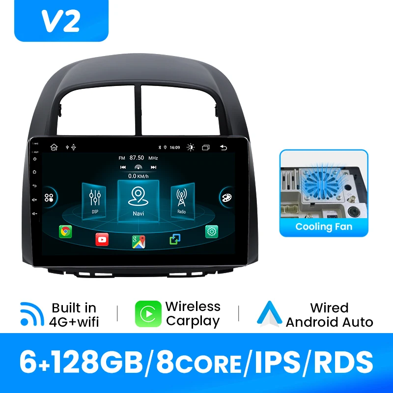 10.1 "Android 14 Auto Head Unit Voor Toyota Passo Daihatsu Boon Sirion Subaru Justy Perodua Myvi Draadloze CarPlay Android auto