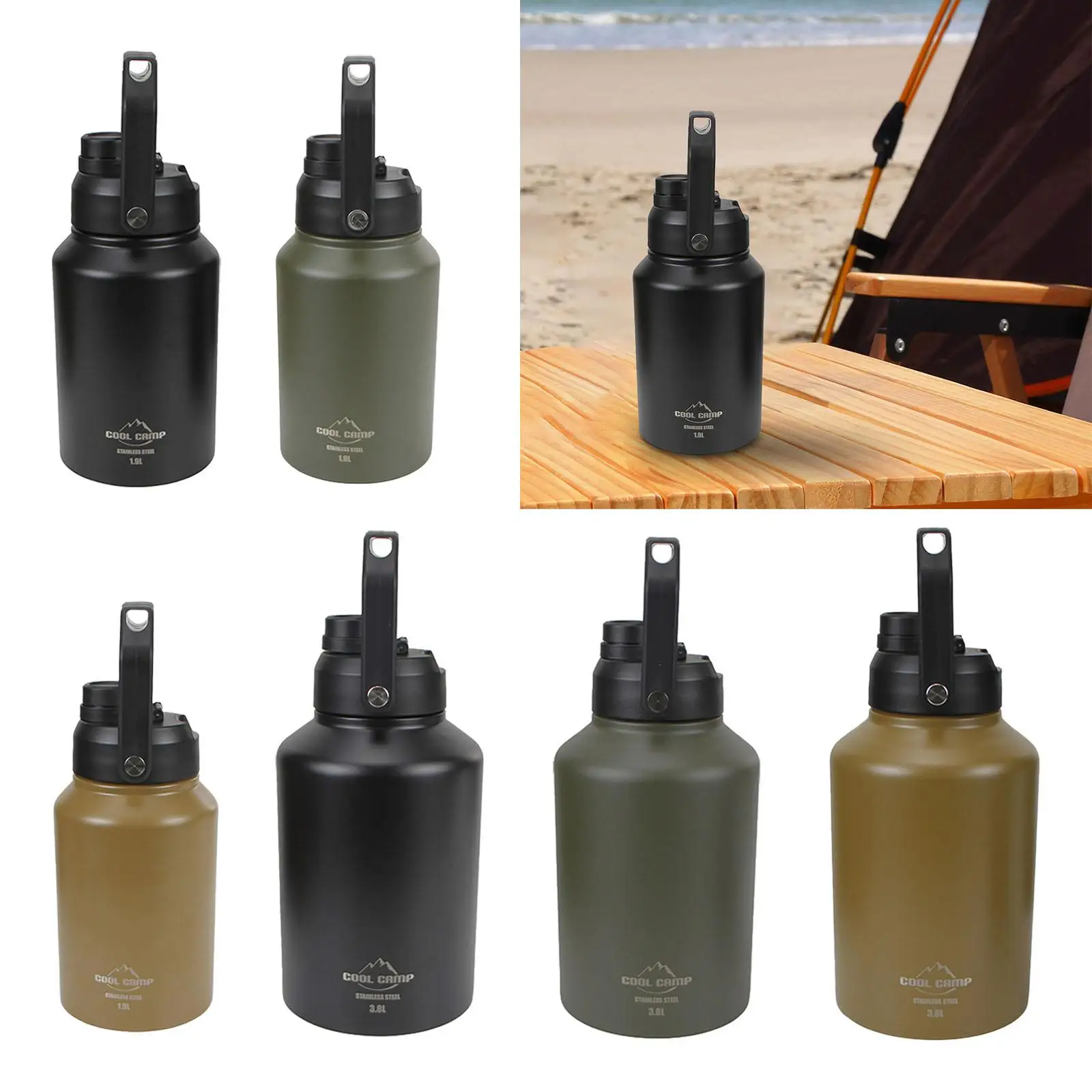 Gallon Insulated Water Bottle Leakproof Water Canteen for Hot Cold Drinks Vacuum Jug for Sports Fishing Party Barbecue Travel