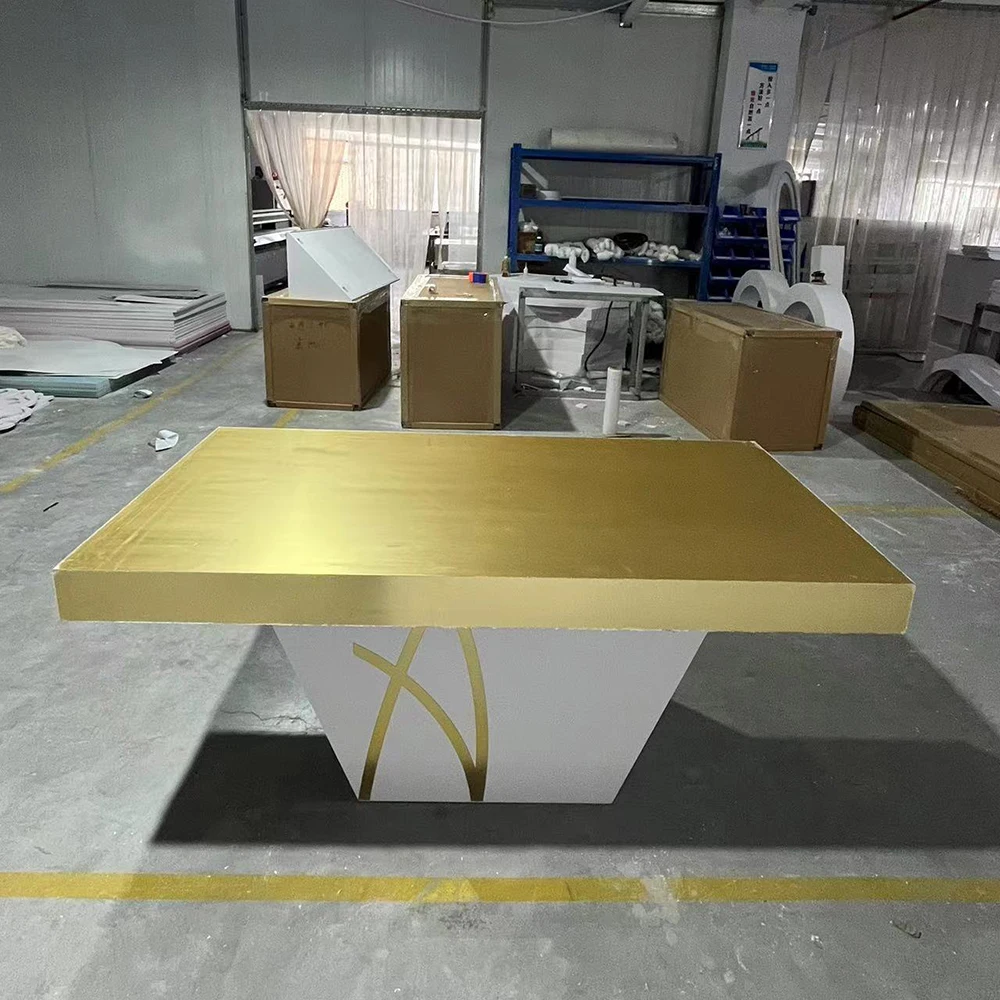 

Rectangle Golden Acrylic PVC wedding table center decoration cake table activity party reception wedding table