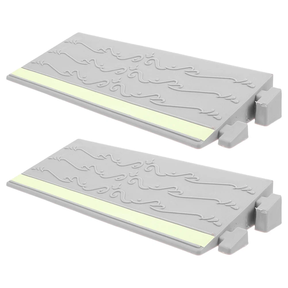 2 Pcs Indoor Wheelchair Ramp Board Ramps Threshold Mat Light Grey Curb