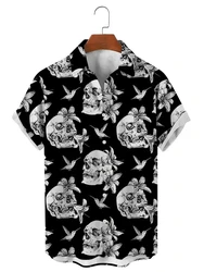 Men's Shirt Horror Skull 3D Print Men's Clothing Oversized Summer Casual Hawaii Beach Hawaiian Harajuku Fashion Holiday Shirts