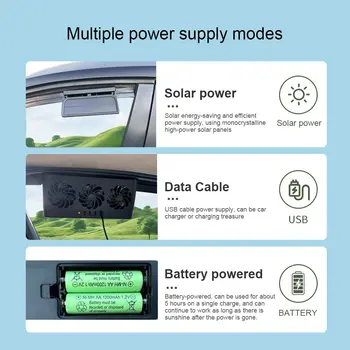Solární ventilátor do auta, eliminuje zvláštní zápach, větrací otvor do okna auta, USB napájený ventilátor do auta pro všechna auta 8 nejlepší prodej USB ventilátor do auta - №6