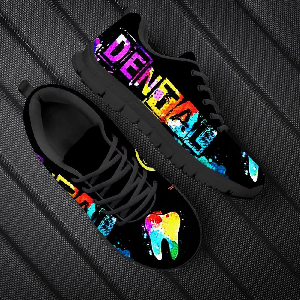 2024 Men Lace Up Flats Sneakers Cartoon Galaxy Dental/Tooth/Dentist Print Casual Shoes For Women Designer Footwear Ladies Shoes