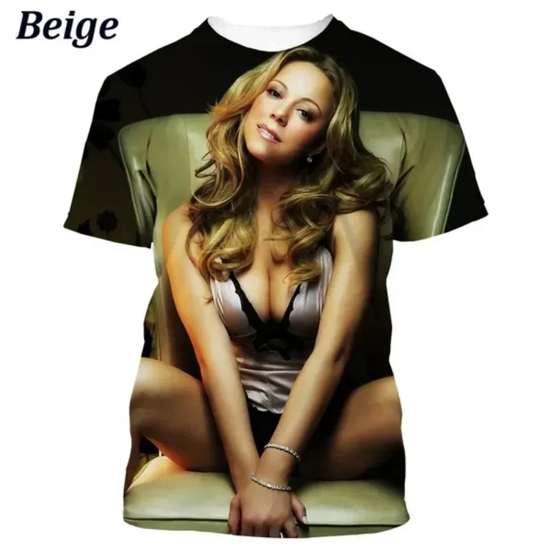 New Female Singer Mariah Carey 3D Printed T-shirt Summer Men Clothing Casual Oversized T Shirt Fashion Harajuku Round Neck Tops