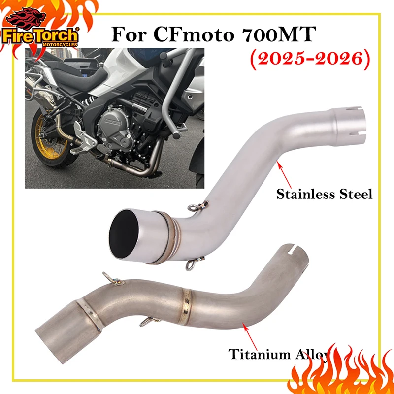 Slip-On Auspuff für CFmoto 700MT CF700-98 2025 2026 Motorrad Titan-Legierung Mittelrohr Verbindungsstück 51mm Schalldämpfer