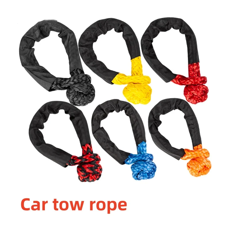 Car Towing Rope Soft Shackle High-Polyethylene Tow Rope Vehicle Rescue Traction Tool Suitable for Jeep Truck SUV
