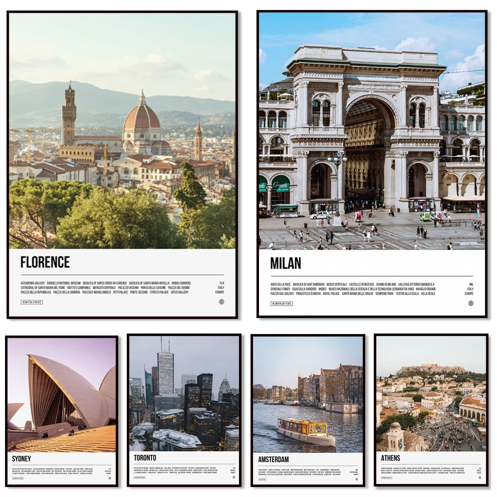 Milan, Turkey, Amsterdam, Vienna, Montreal, Toronto, Greece, Prague, Sydney home business photography city architecture poster