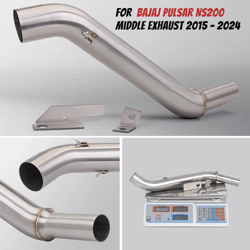 

Motorcycle Exhaust Escape Moto Stainless Steel Middle Link Pipe 51MM Elbow Mid Tube For Bajaj Pulsar NS200 Pulsar 2015 - 2024