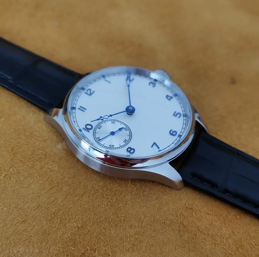 41mm Manual mechanical watch White dial blue number blue Hollow out hand Seagull ST3600 movement Sapphire or mineral glass