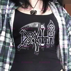 DEATH Graffiti Car Punk Rock Heavy metal Graphic Letter Print Vintage Goth Emo girl Corset Tank Top Camisole Y2k Grunge Crop Top