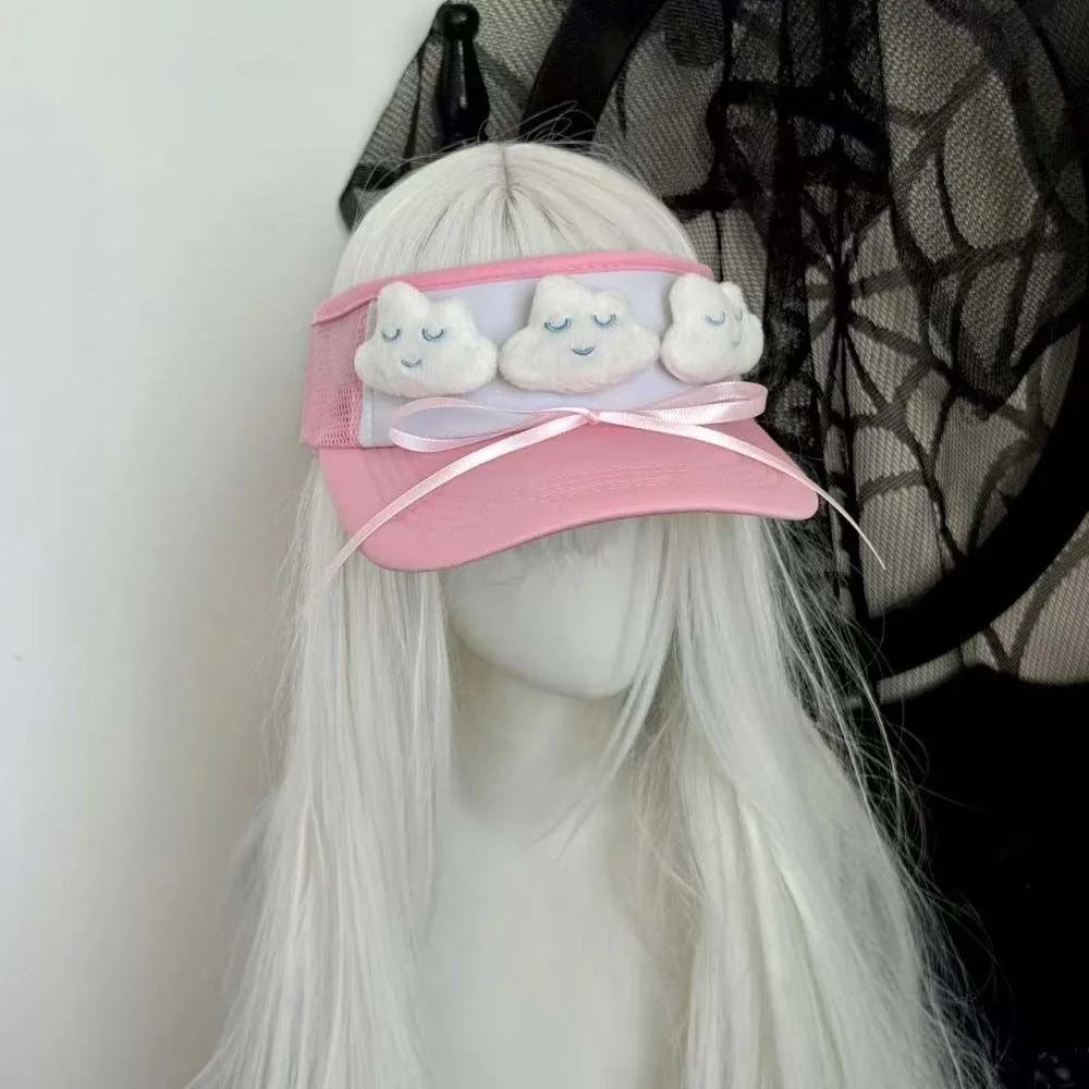 

Korean Cute Bowknot Cloud Women Summer Sweet Sun Hat Lolita Pink Outdoor Empty Top Hat Accessories