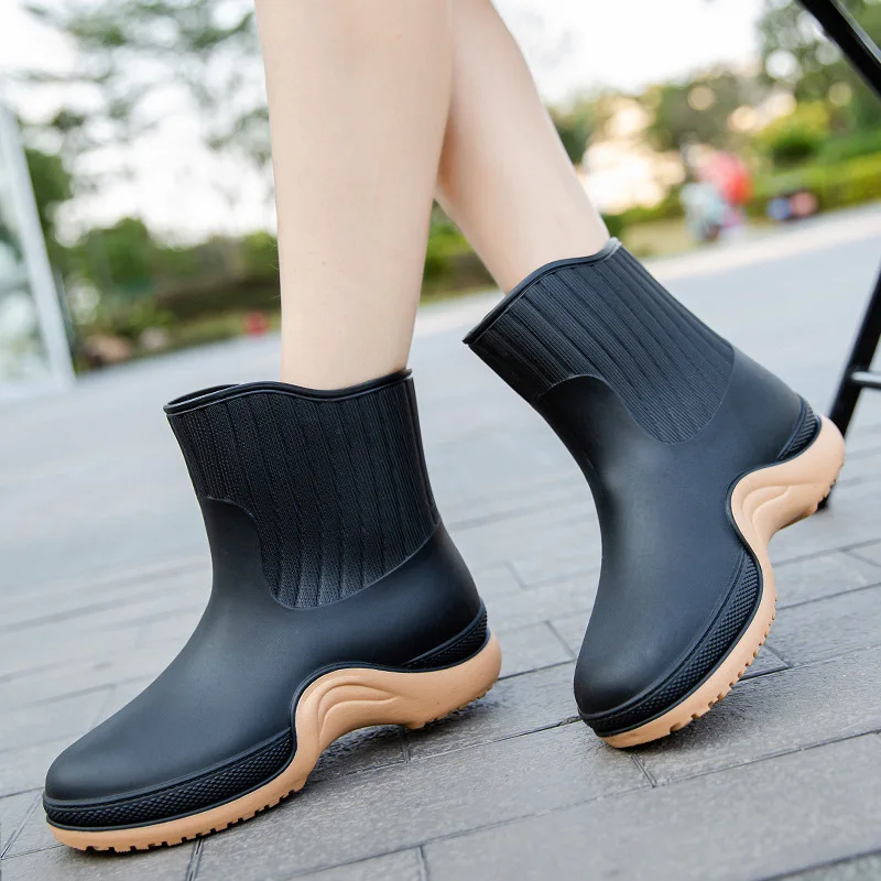 New Ladies Comfortable Rain Boots Outdoor Non-slip Waterproof Women\'s Shoes Fashion Daily Warm Rain Boots Rubber Overshoes