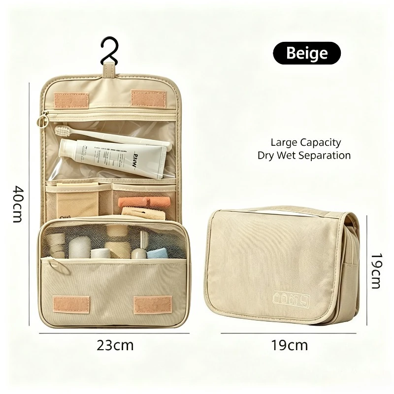 Hangable Travel Cosmetic Bag Large Capacity Portable Toiletry Pouch Dry Wet Separation For Men Women Business Outdoor Trip