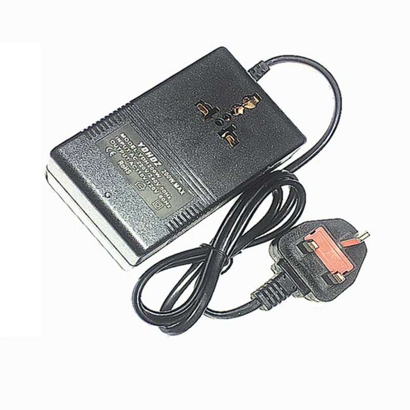 200W Voltage Converter 220V To 110V Transformer Step Down Transformer Voltage Converter Travel Adapter UK Plug Inverter