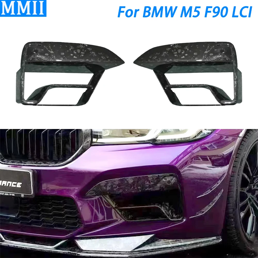 

For BMW M5 F90 LCI 2021-2023 Real Dry Forged Carbon Fiber Front Bumper Air Vent Panel Trim Cover Car Modification Accessories